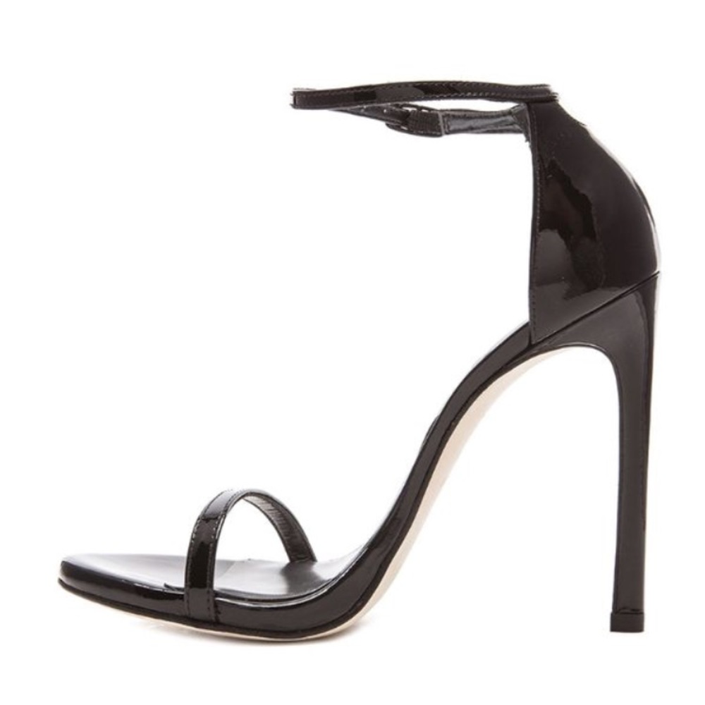 Stuart Weitzman patent nudist sandals (black)